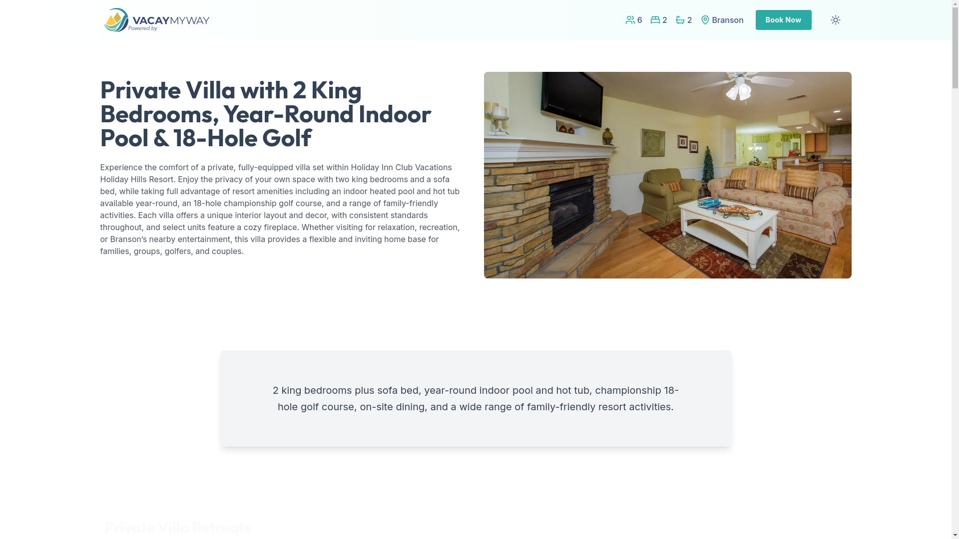 website screenshot of https://tranquilheights.vacations/