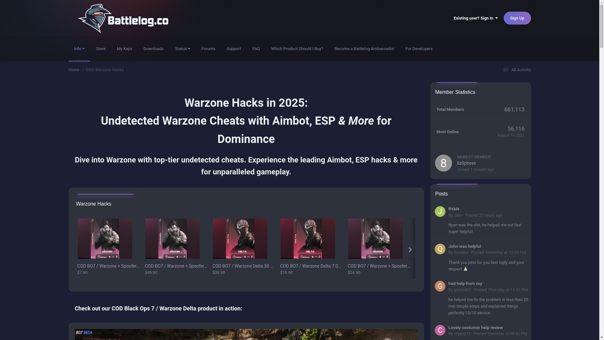 website screenshot of https://battlelog.co/warzone-hacks-cheats-aimbot-esp-radar-undetected/