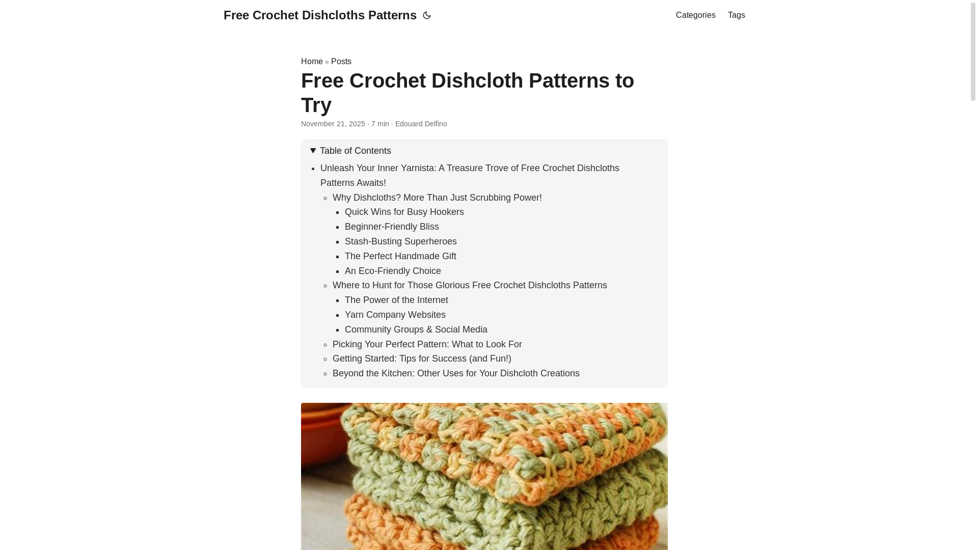 website screenshot of https://freecrochetdishclothspatterns5.pages.dev/
