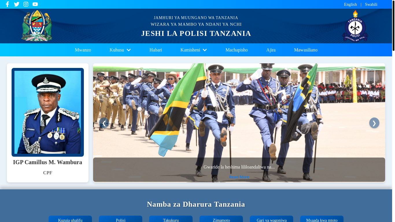website screenshot of https://polisi.go.tz/