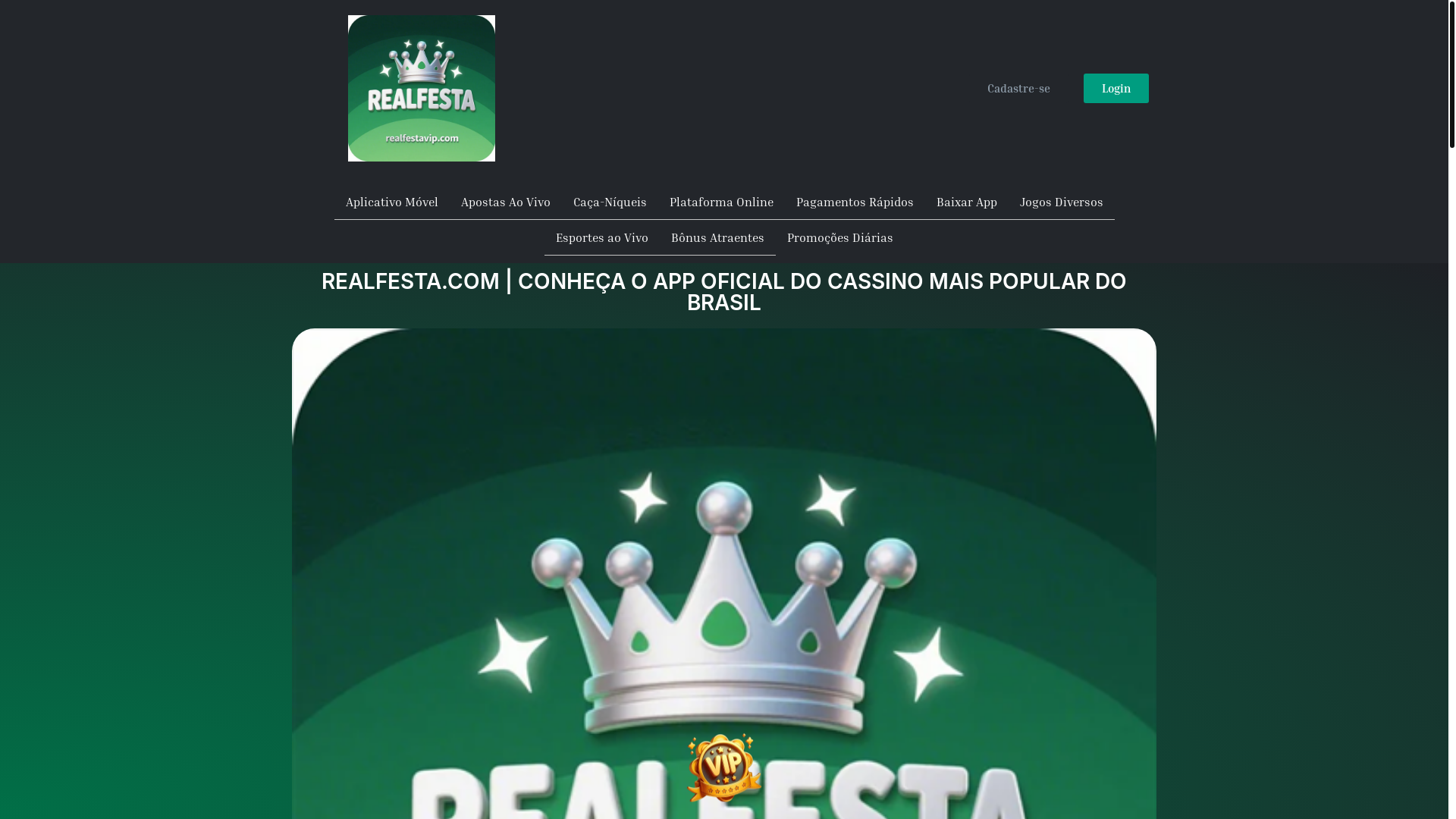 website screenshot of https://realfestavip.com/