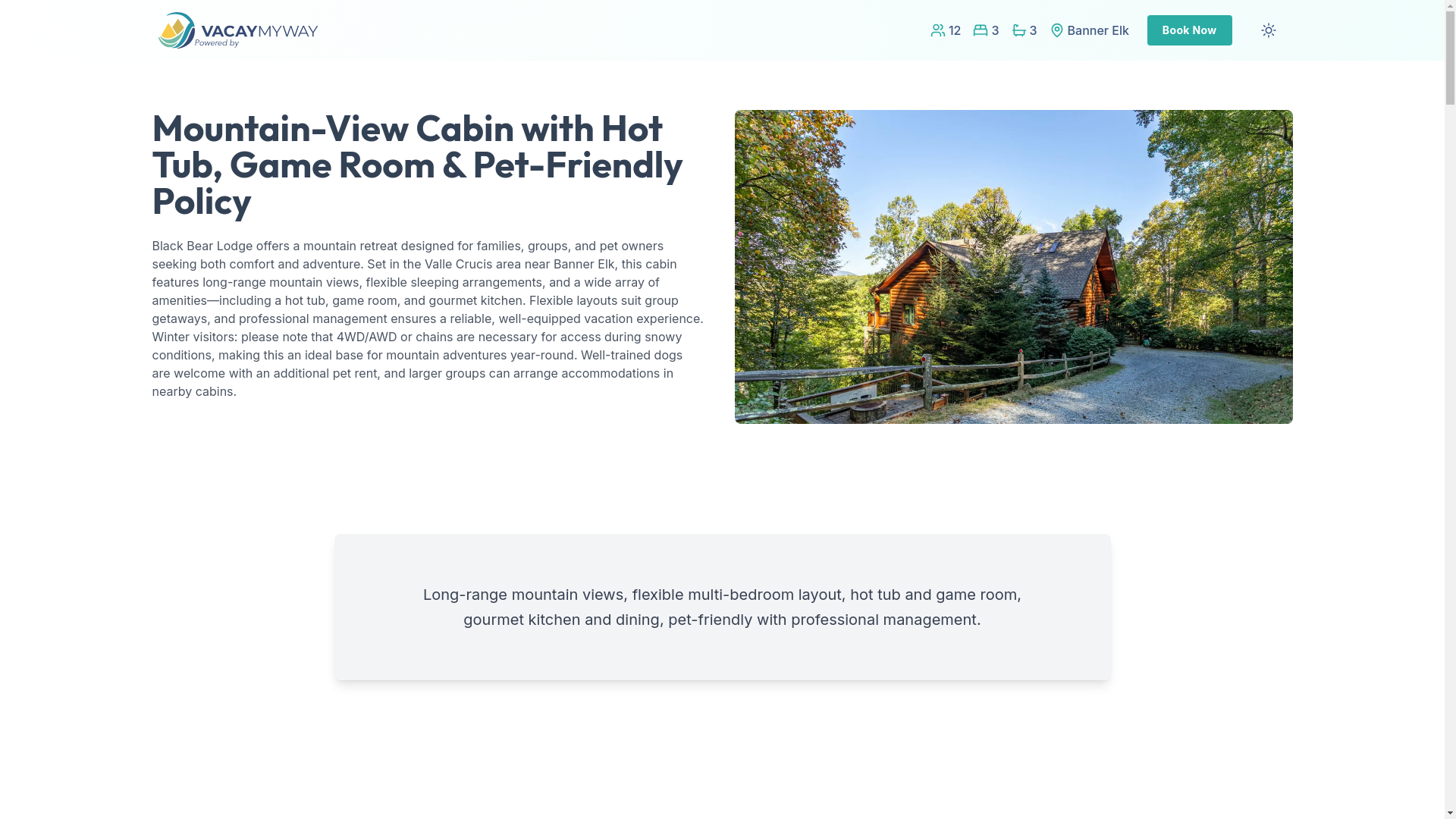 website screenshot of https://serenebannerelk.vacations/