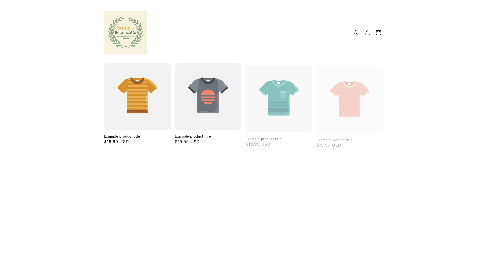 website screenshot of https://sunnysbotanicaco.shop/