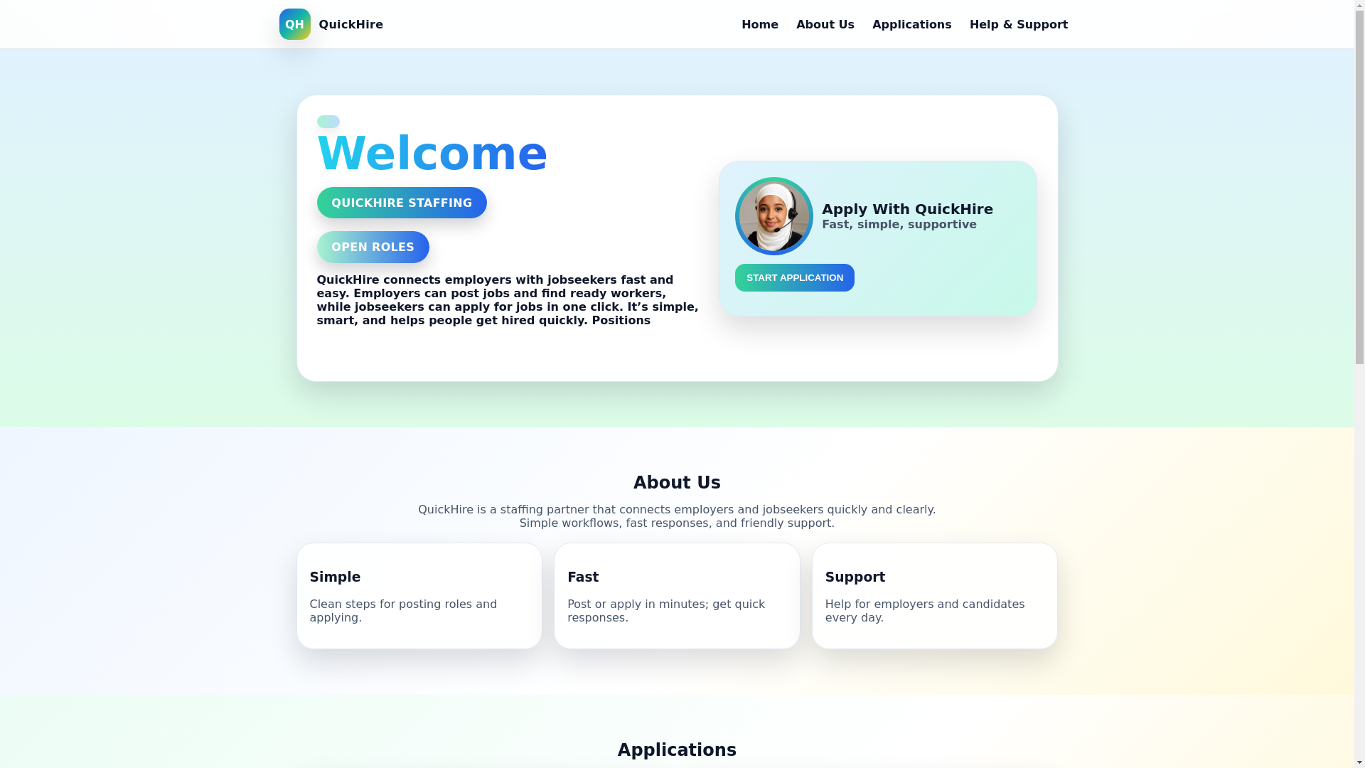 website screenshot of https://quickhire1.online/