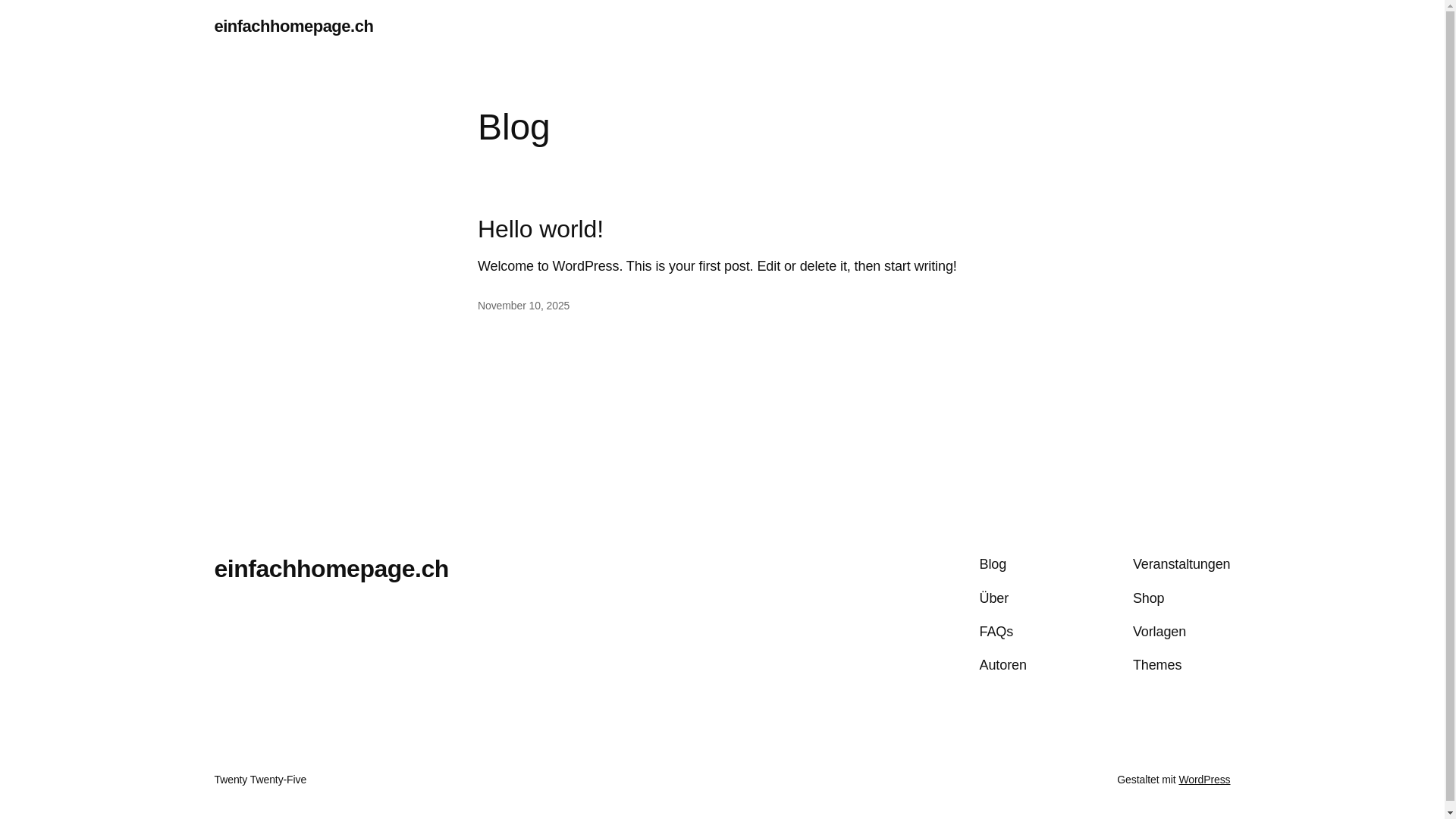 website screenshot of https://einfachhomepage.ch/