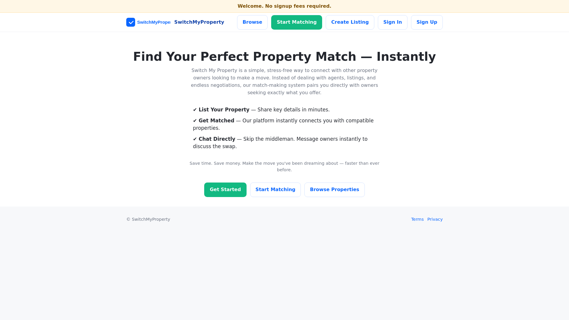 website screenshot of https://exchangemyproperty.org/