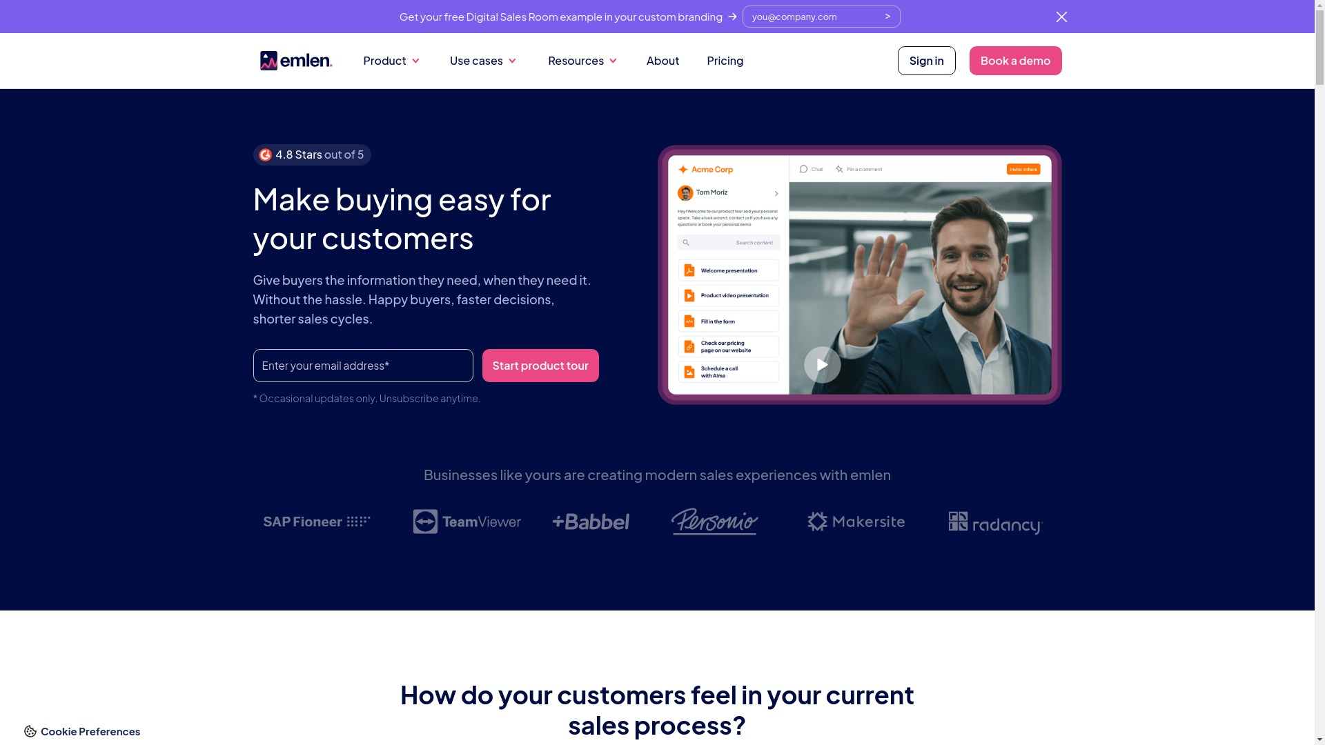 website screenshot of https://emlen-salesroom.com/