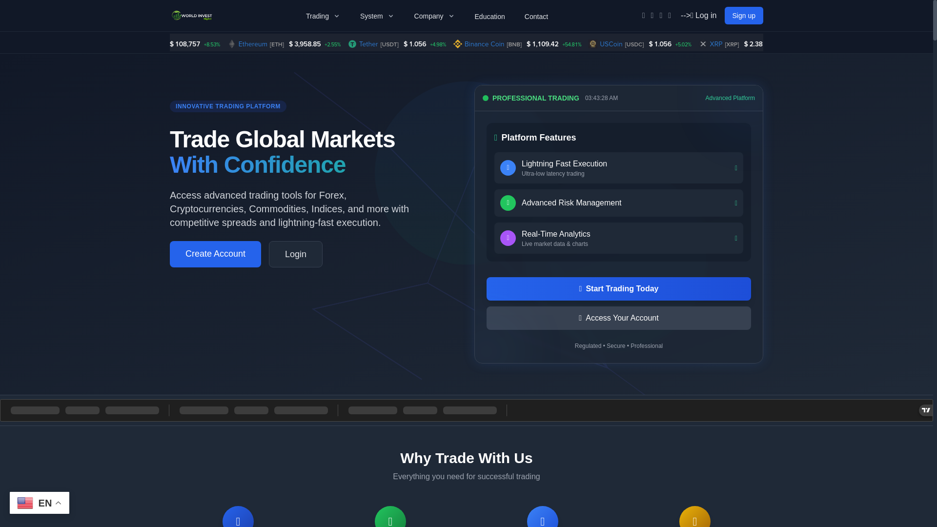 website screenshot of http://www.worldinvest.digital