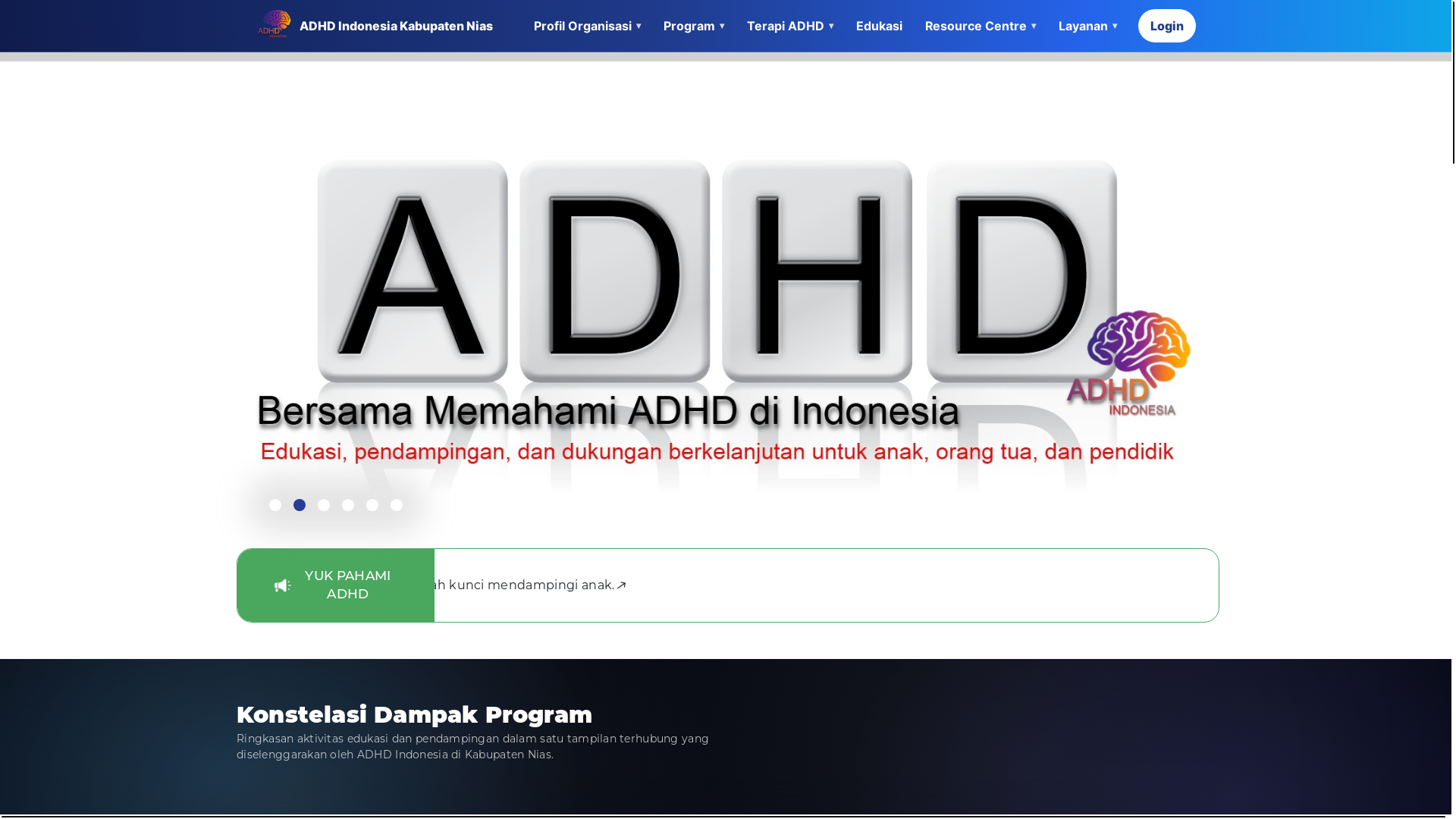 website screenshot of https://adhdnias.org/