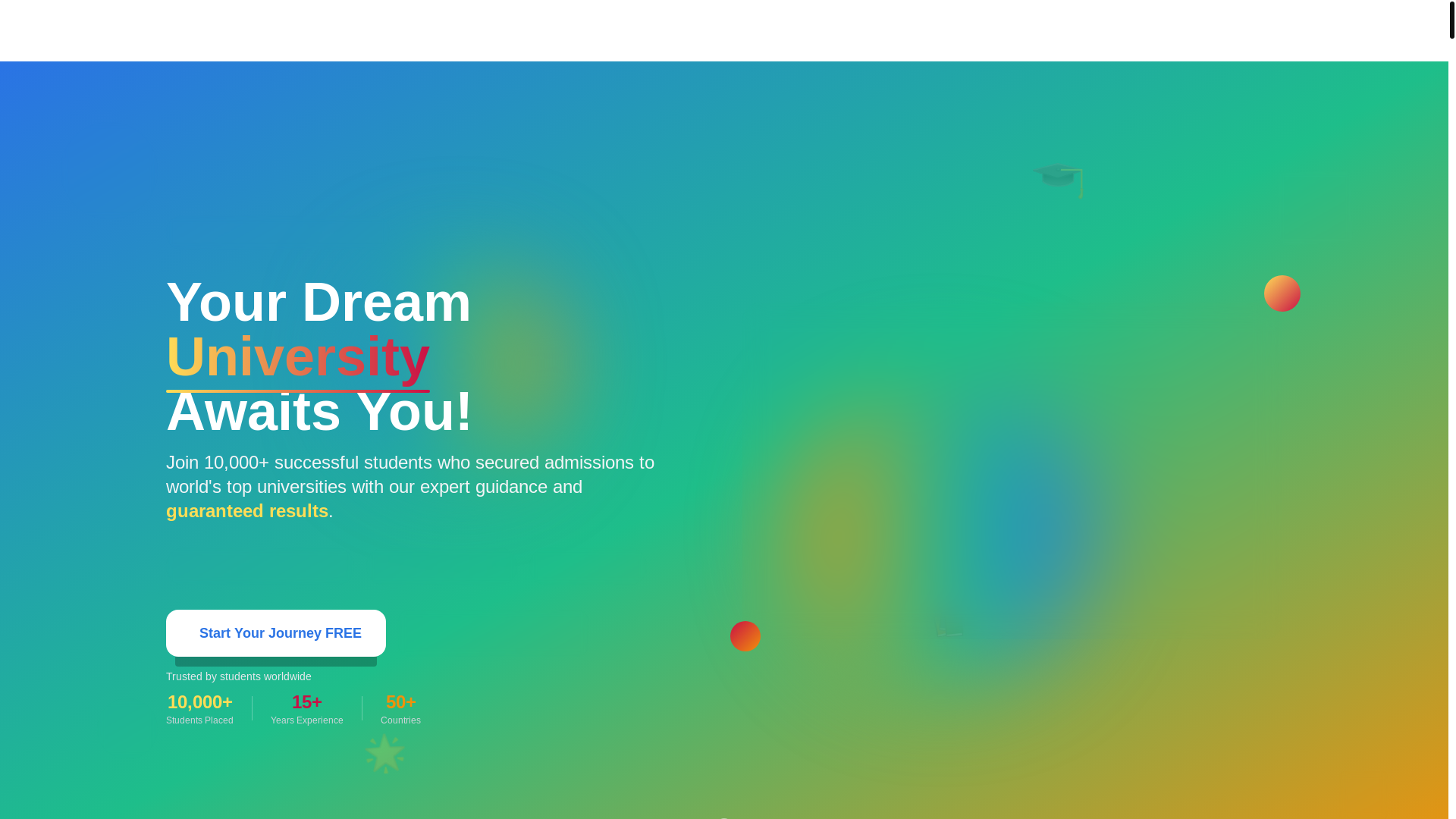 website screenshot of https://globaluniversitiesadmission.solutions/