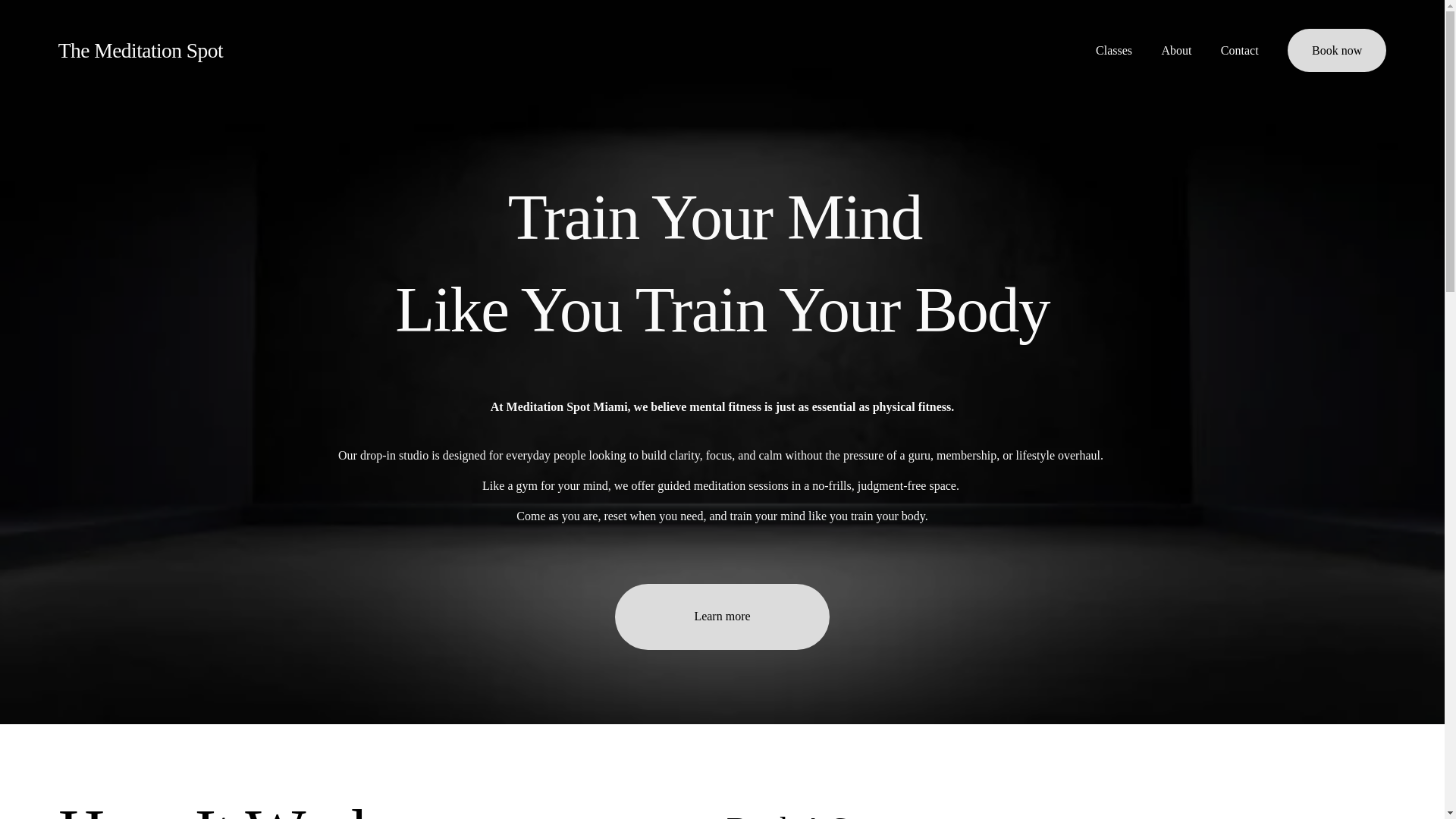 website screenshot of https://meditationspotmiami.com/