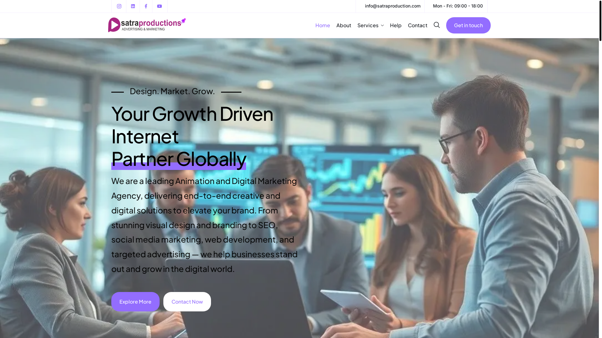 website screenshot of https://satraproductions.in/