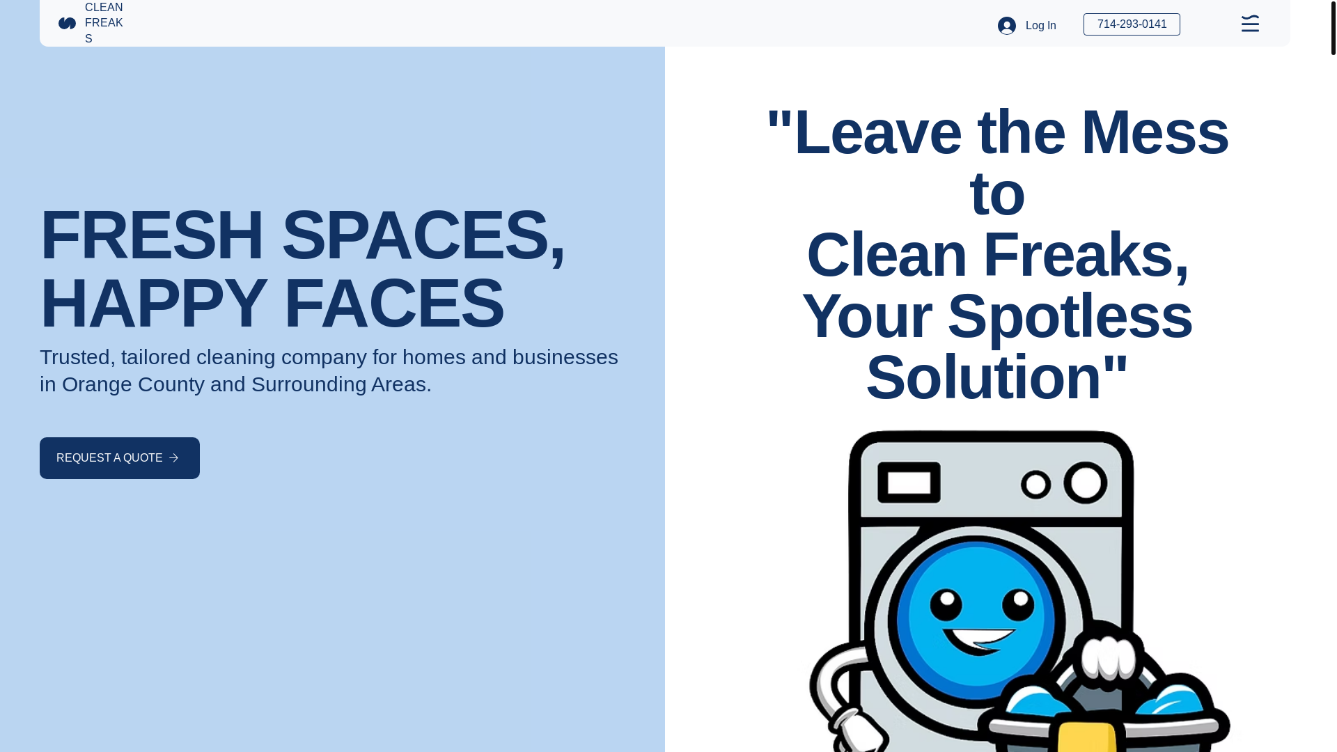 website screenshot of https://cleanfreakssocal.com/