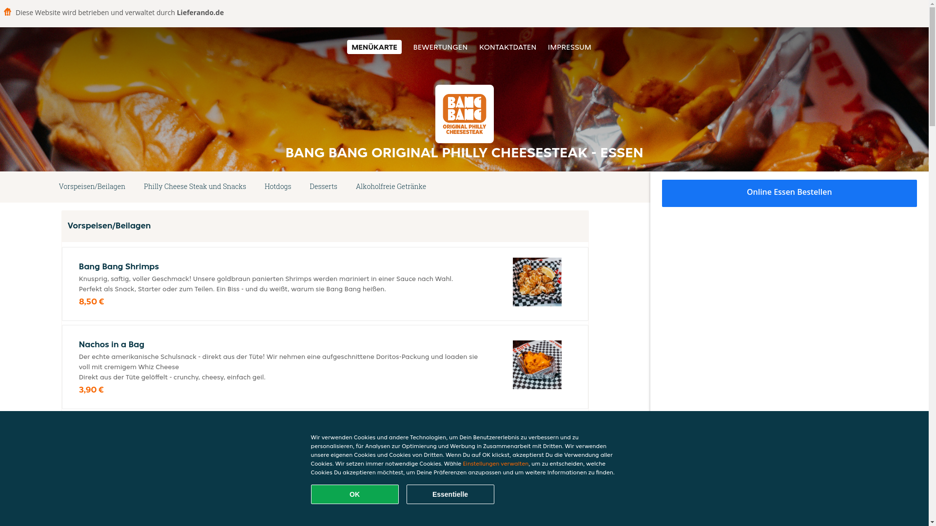 website screenshot of https://bangbangoriginalphillycheesesteak-essen.de/