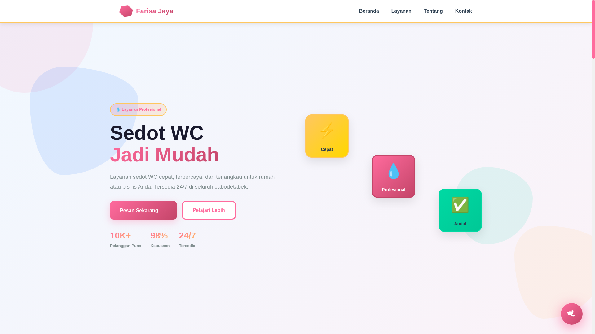 website screenshot of https://sedotwcfarisajaya.my.id/