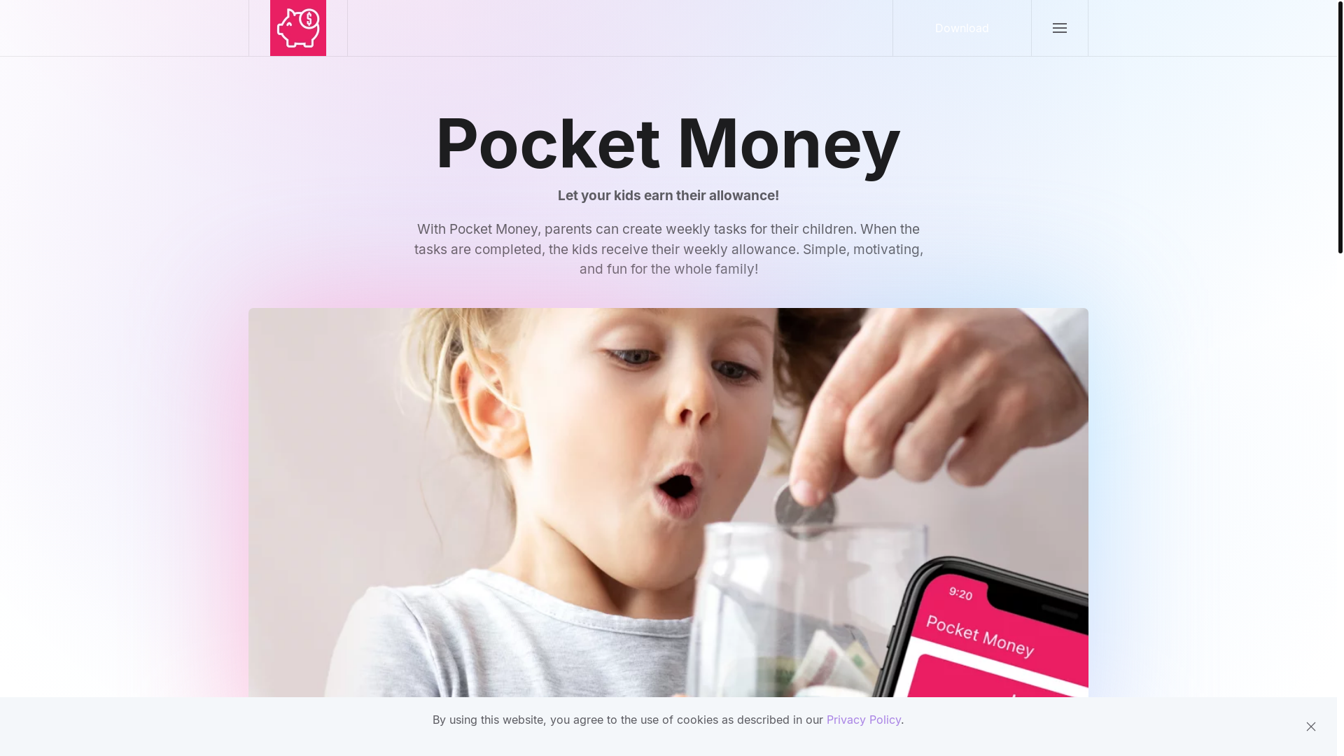 website screenshot of https://pocketmoney.no/