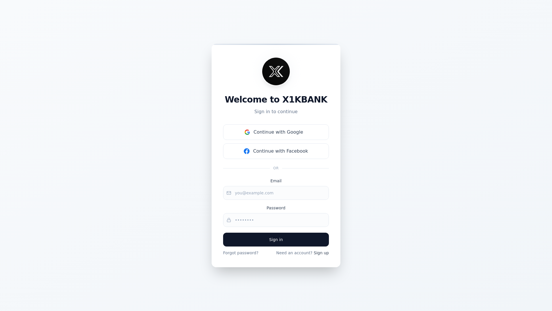 website screenshot of https://x1kbank.com/