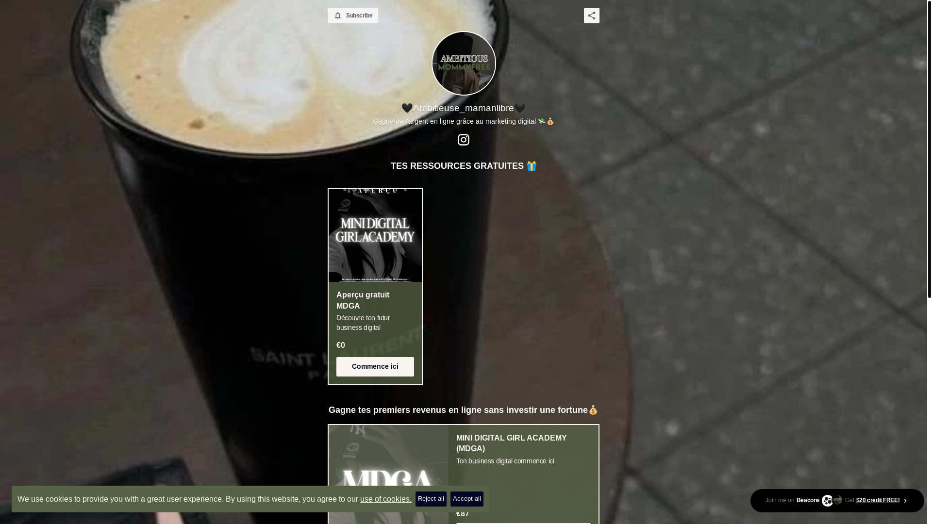website screenshot of https://ambitiousmommyfree.store/