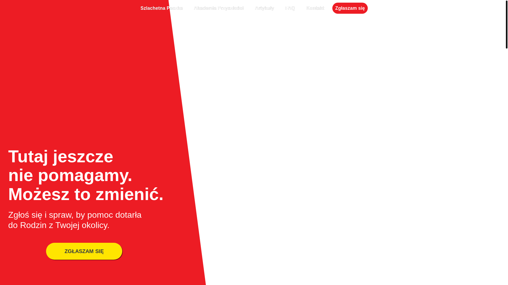 website screenshot of https://tu-pomagam.pl/
