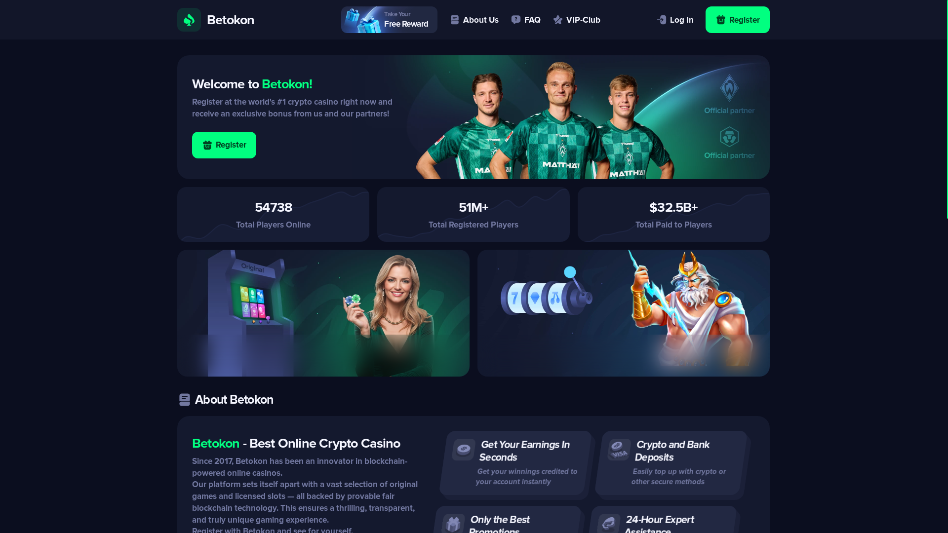 website screenshot of https://betokon.cc/