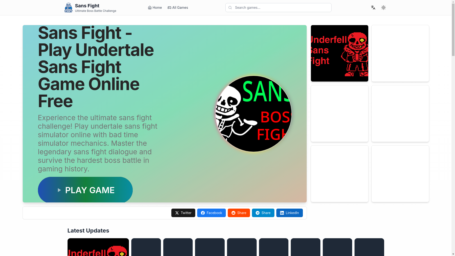 website screenshot of https://sansfight.pages.dev/