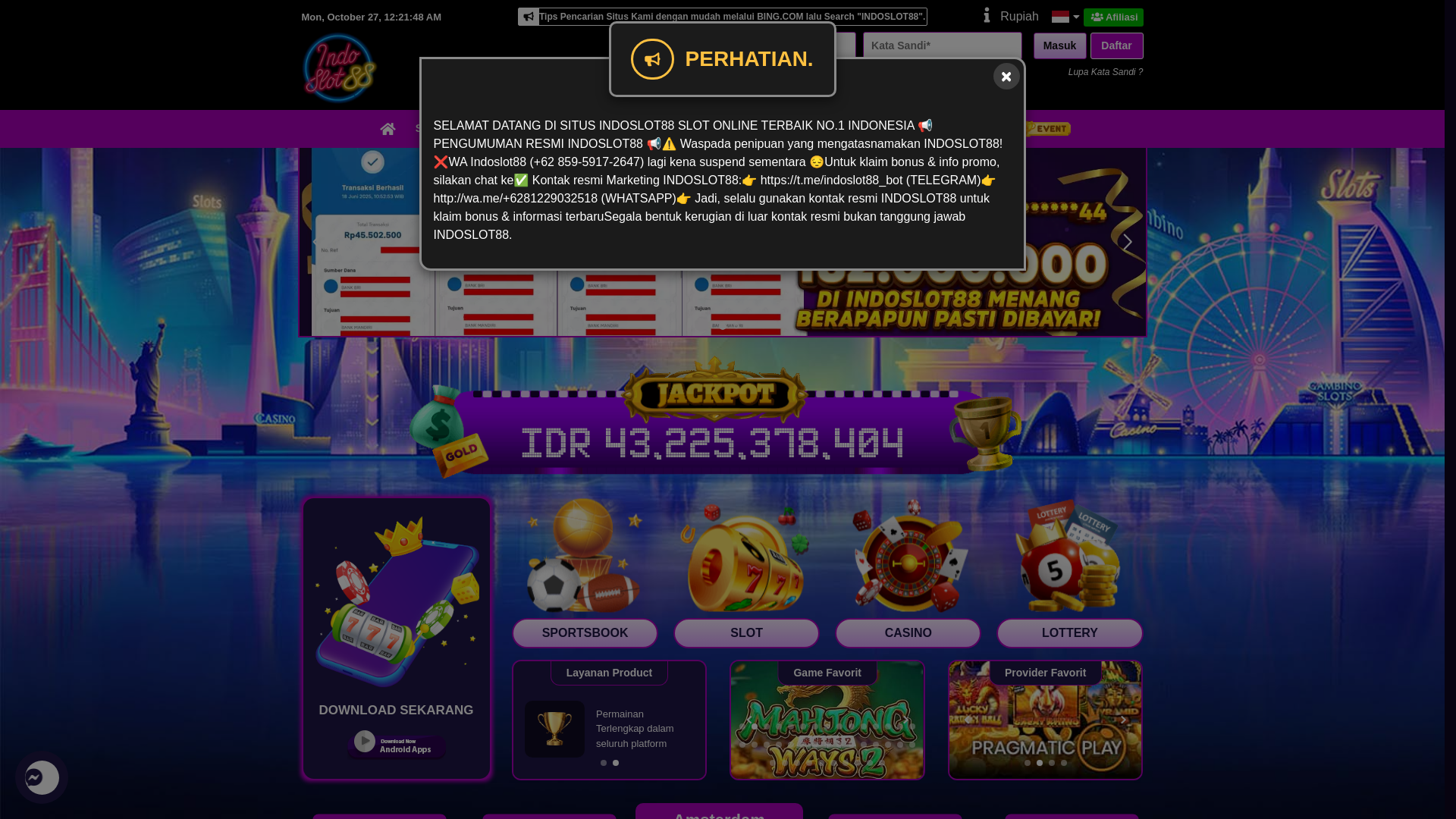 website screenshot of https://indoslot88king.com/
