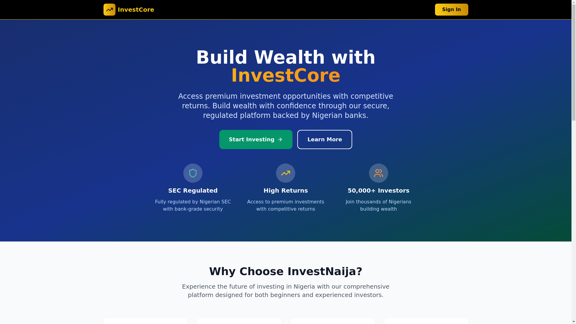 website screenshot of https://investcore.pw/