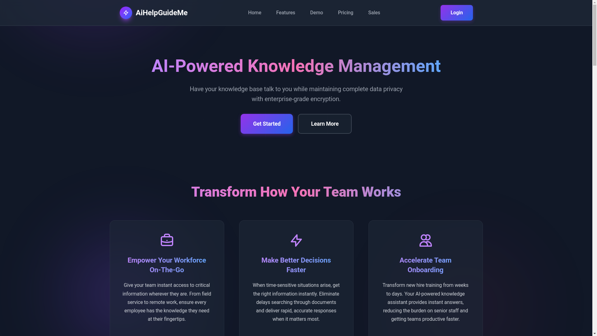 website screenshot of https://aiguide-frontend.pages.dev/