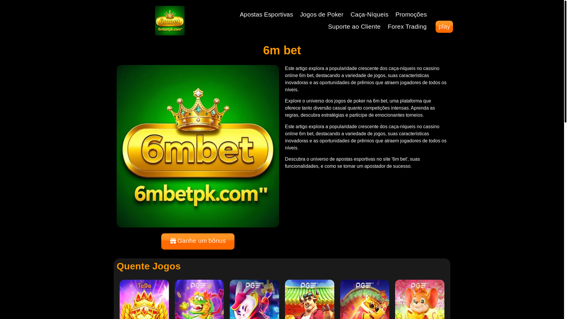 website screenshot of https://6mbetpk.com/