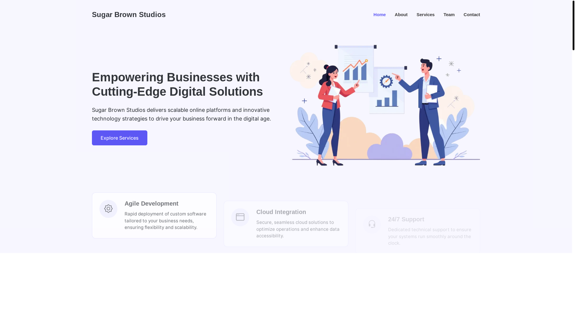 website screenshot of https://sugar-brown-studios.com/