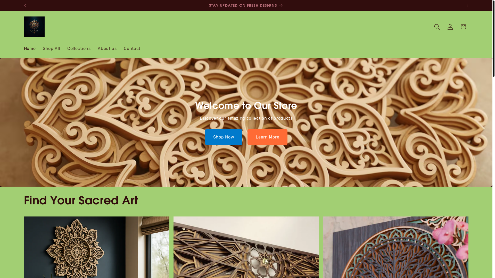 website screenshot of https://mysticmandala.in/