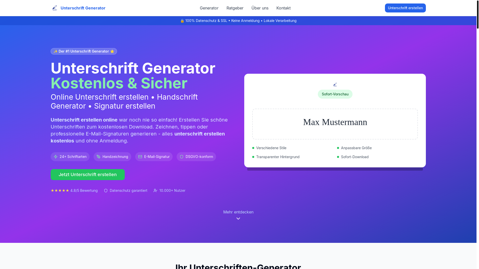 website screenshot of https://unterschrift.pages.dev/