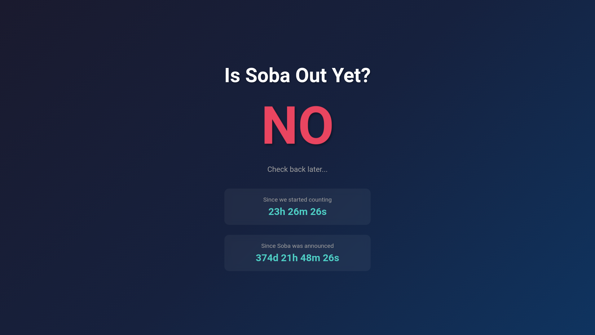 website screenshot of https://issobaoutyet.com/