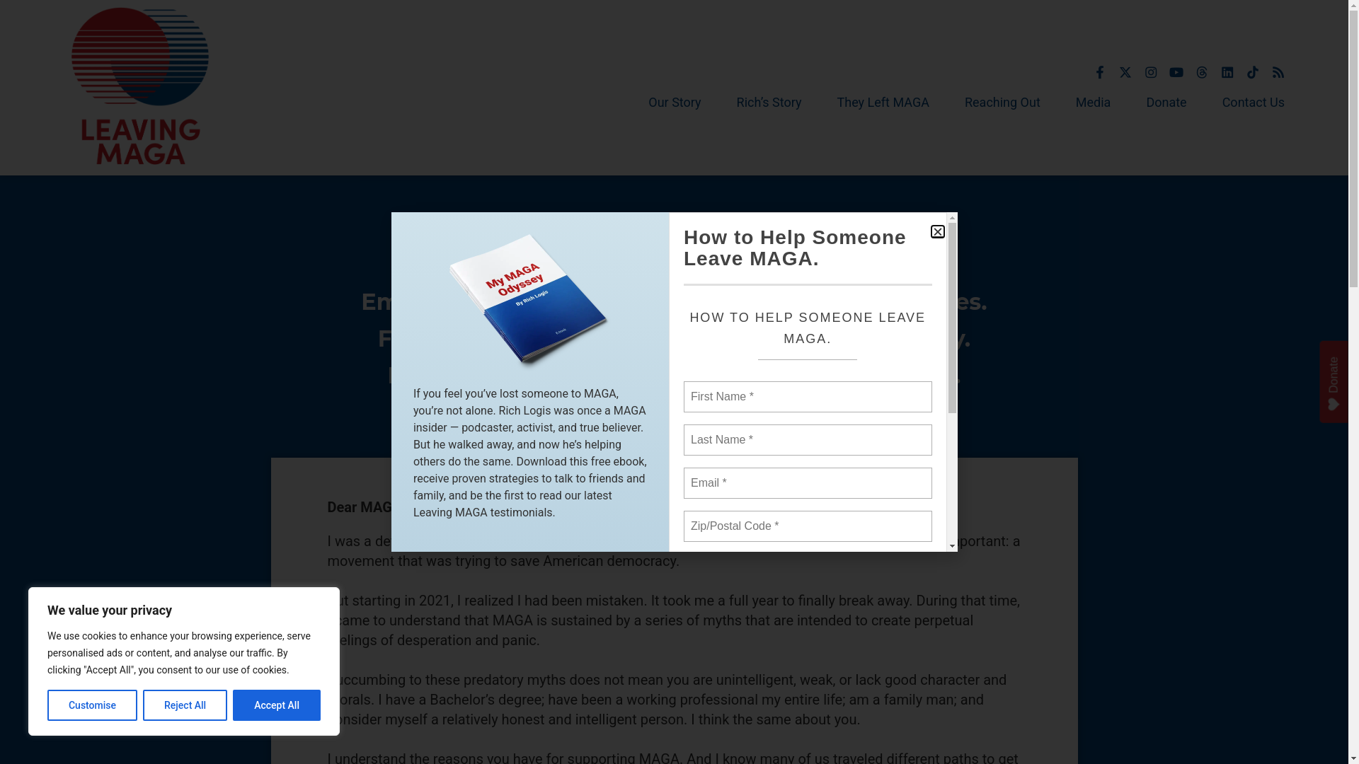 website screenshot of https://leave-maga.org/