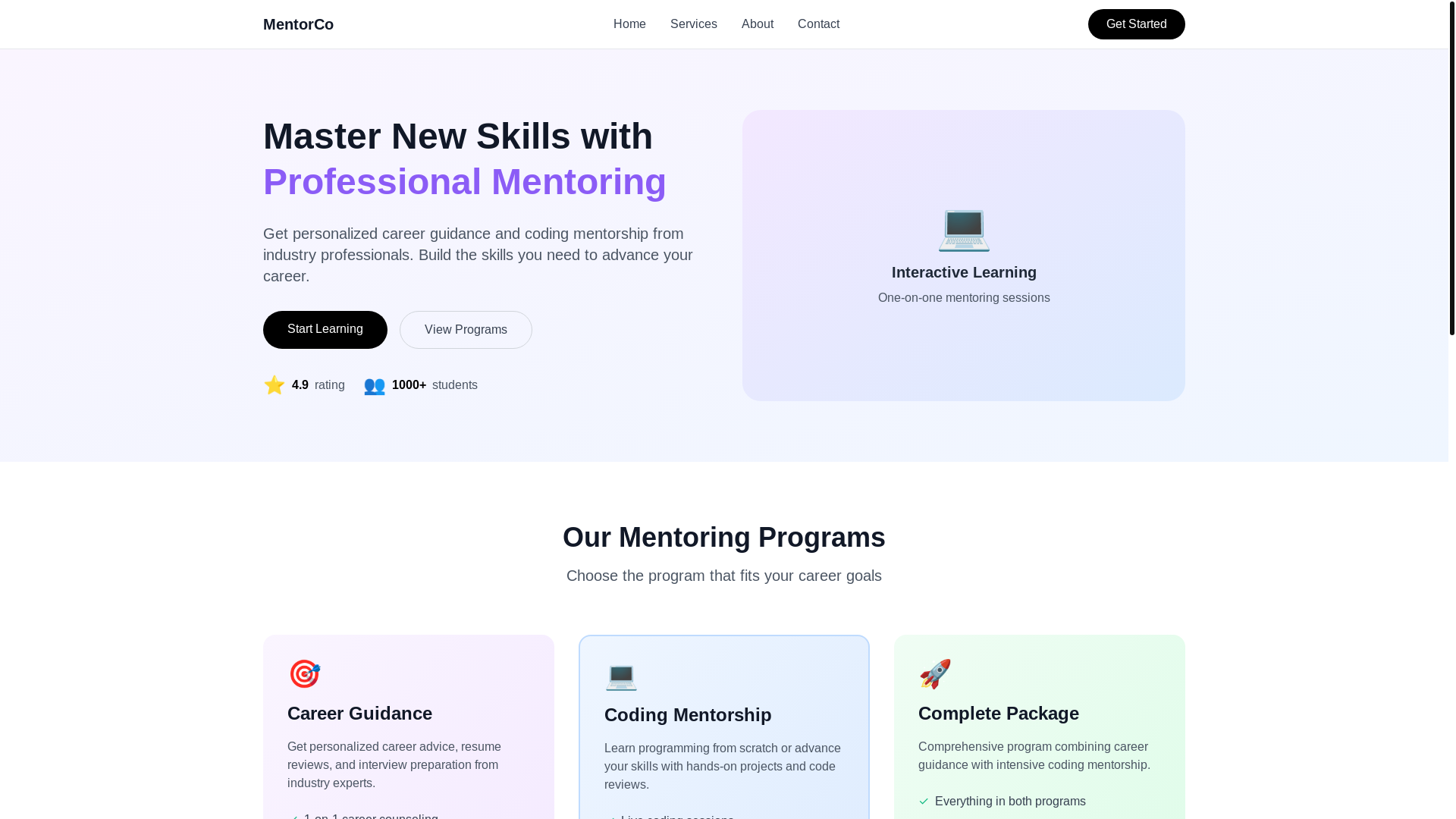 website screenshot of https://learncodewithadam.uk/