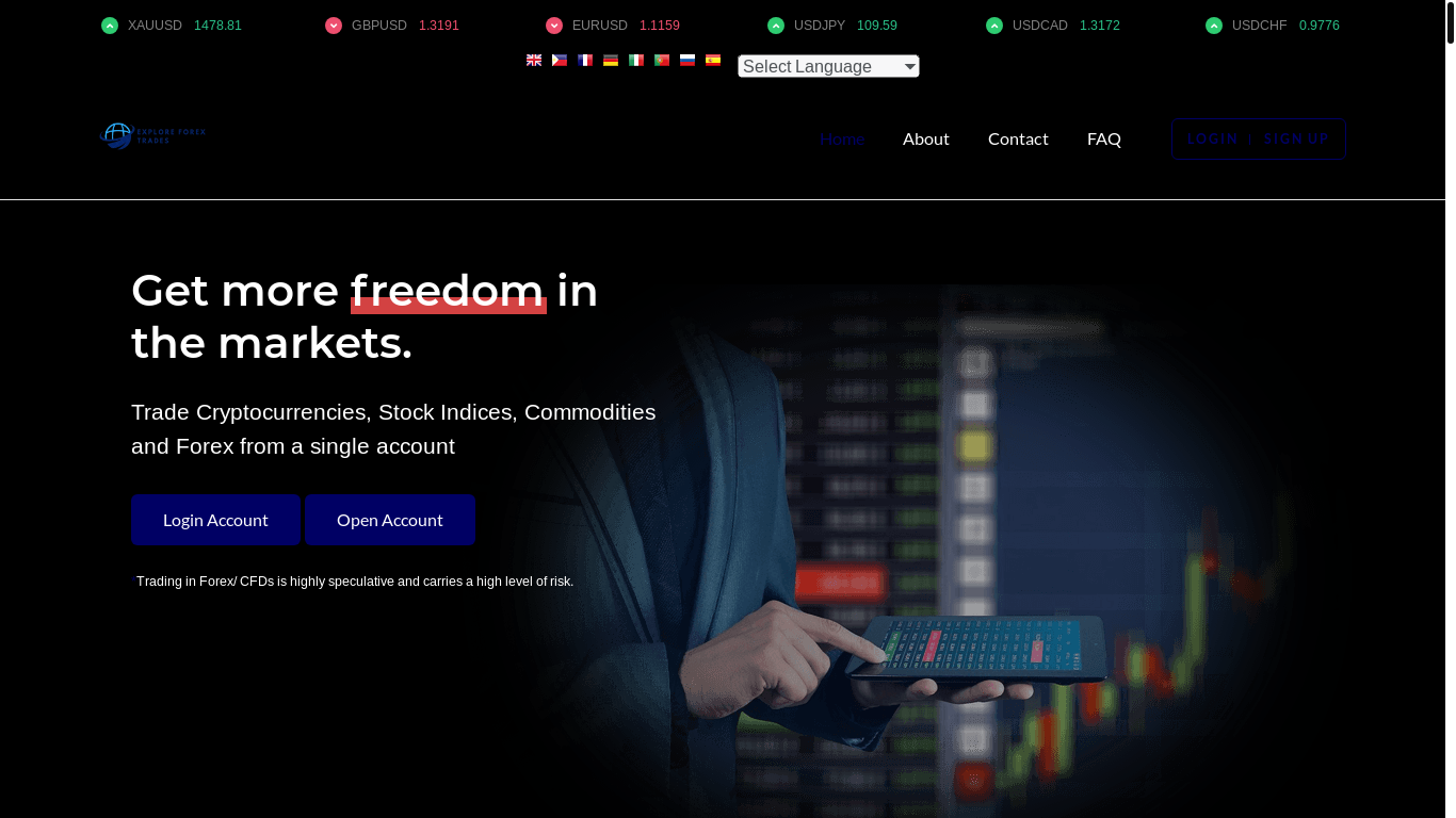 website screenshot of https://explorefrxtrades.org/