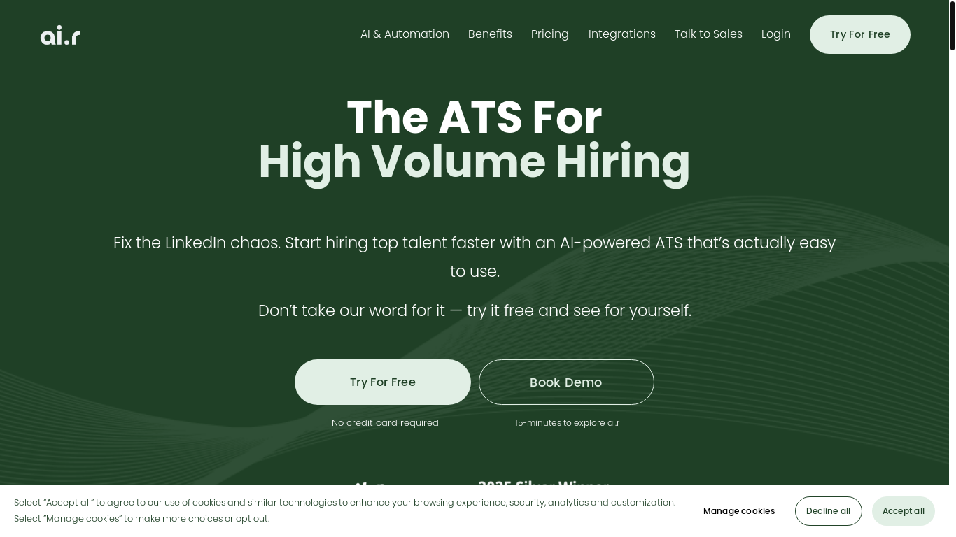 website screenshot of https://airecruitgroup.com/