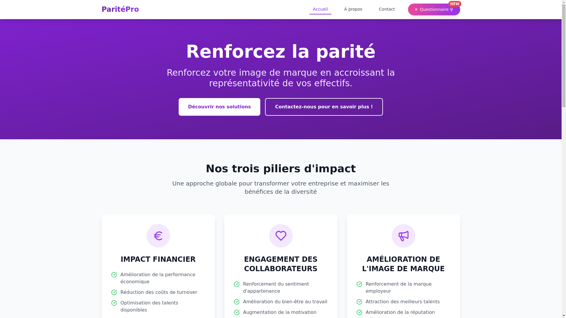 website screenshot of https://paritepro.fr/