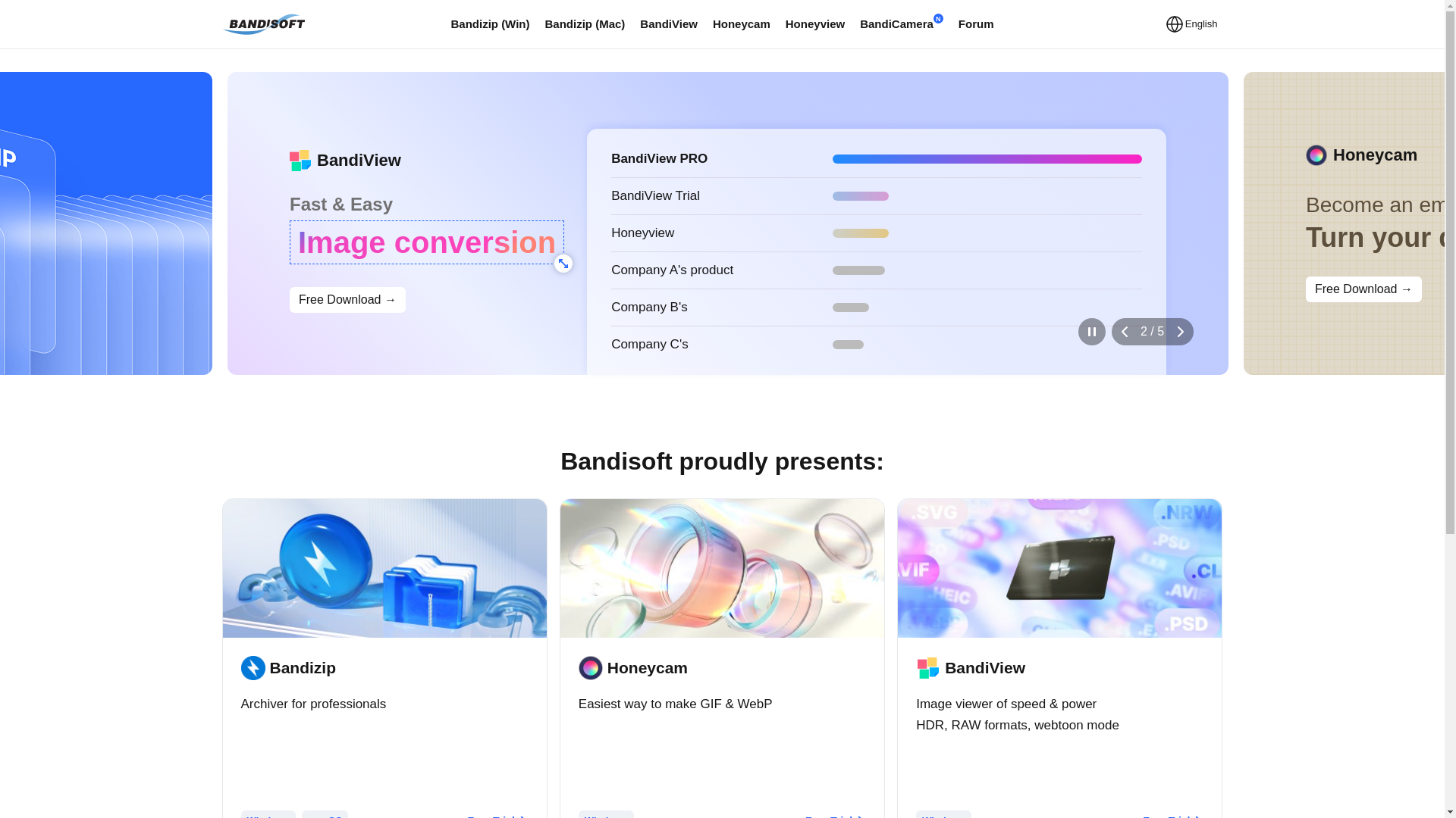 website screenshot of https://bandisoft.com