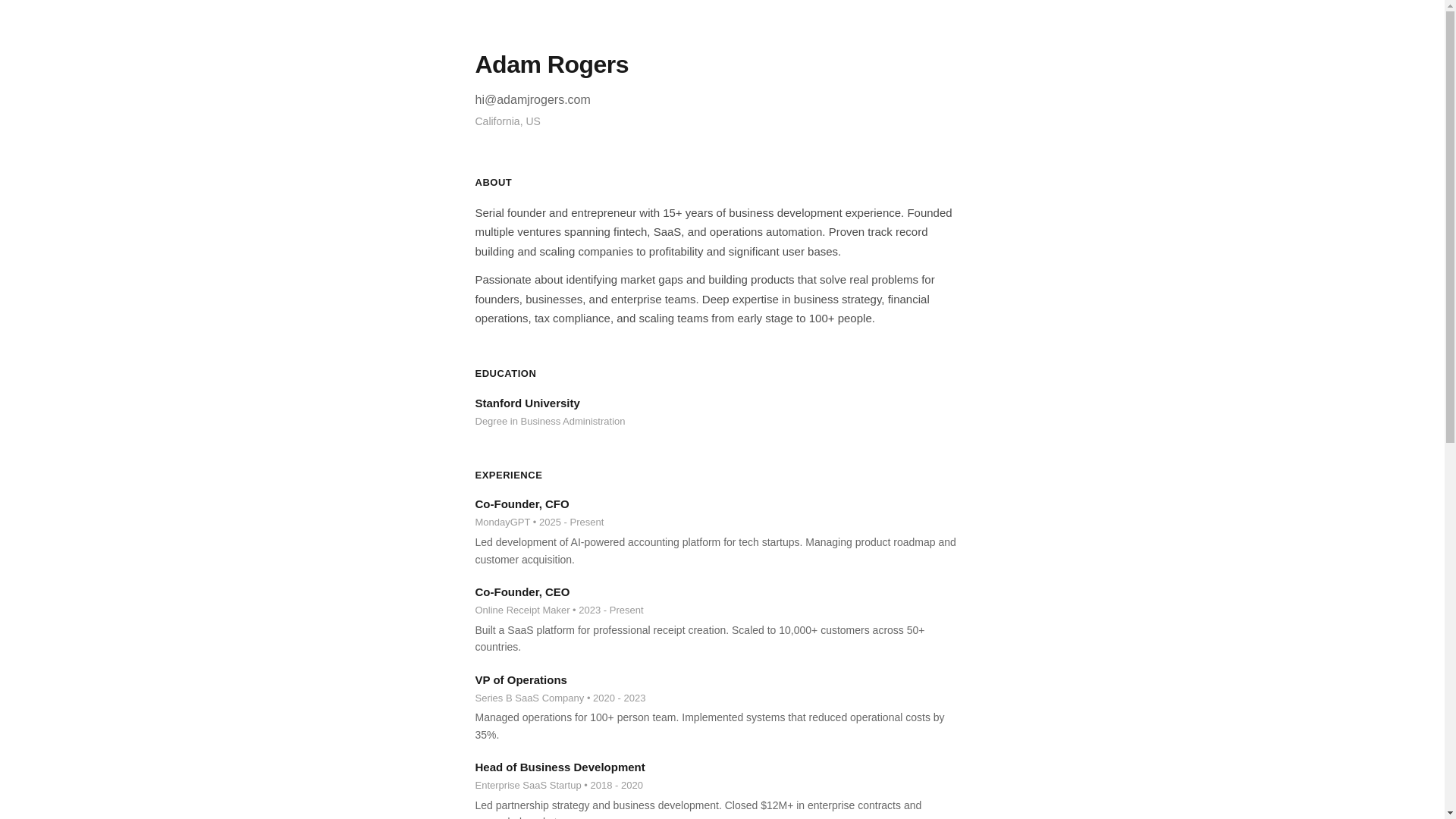 website screenshot of https://adamrogers.pages.dev/