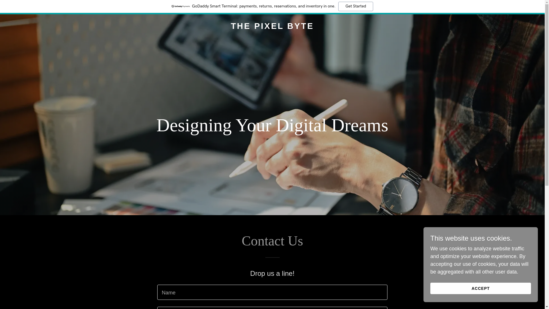 website screenshot of https://thepixelbyte.design/