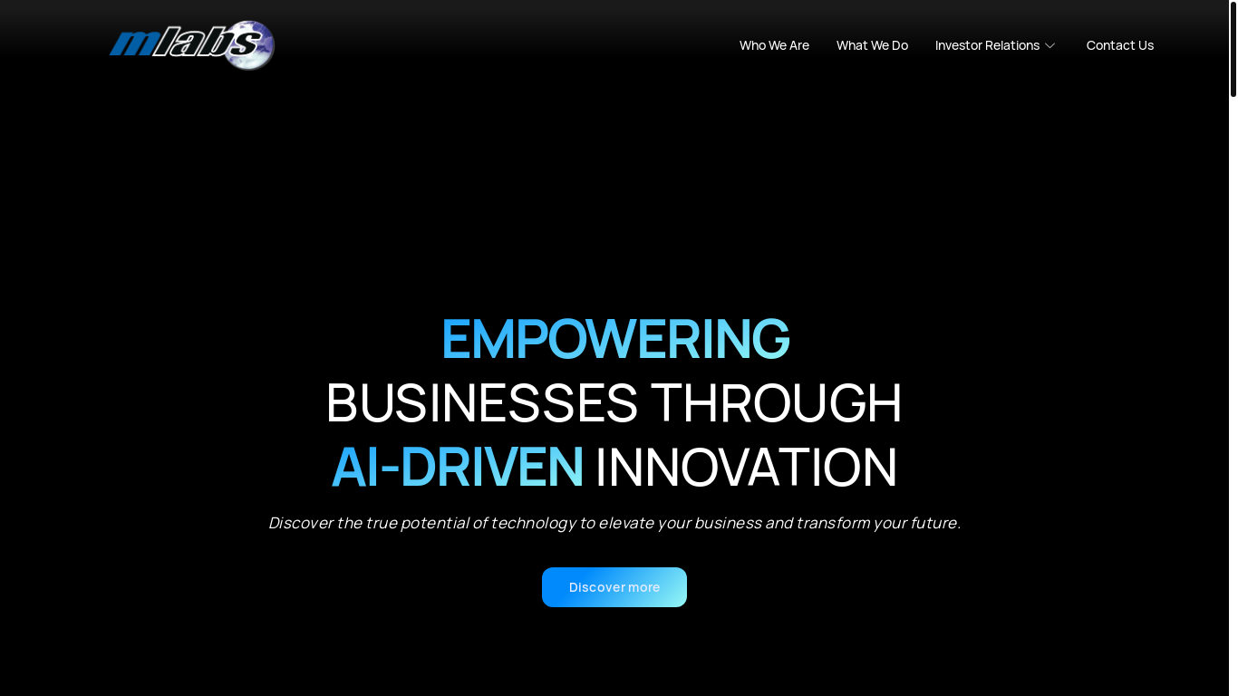 website screenshot of https://mlabs.com/