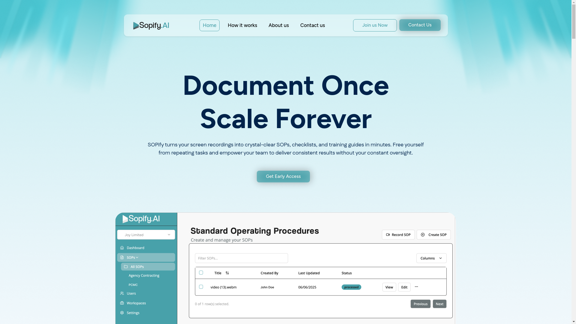 website screenshot of https://sopify-production.pages.dev/