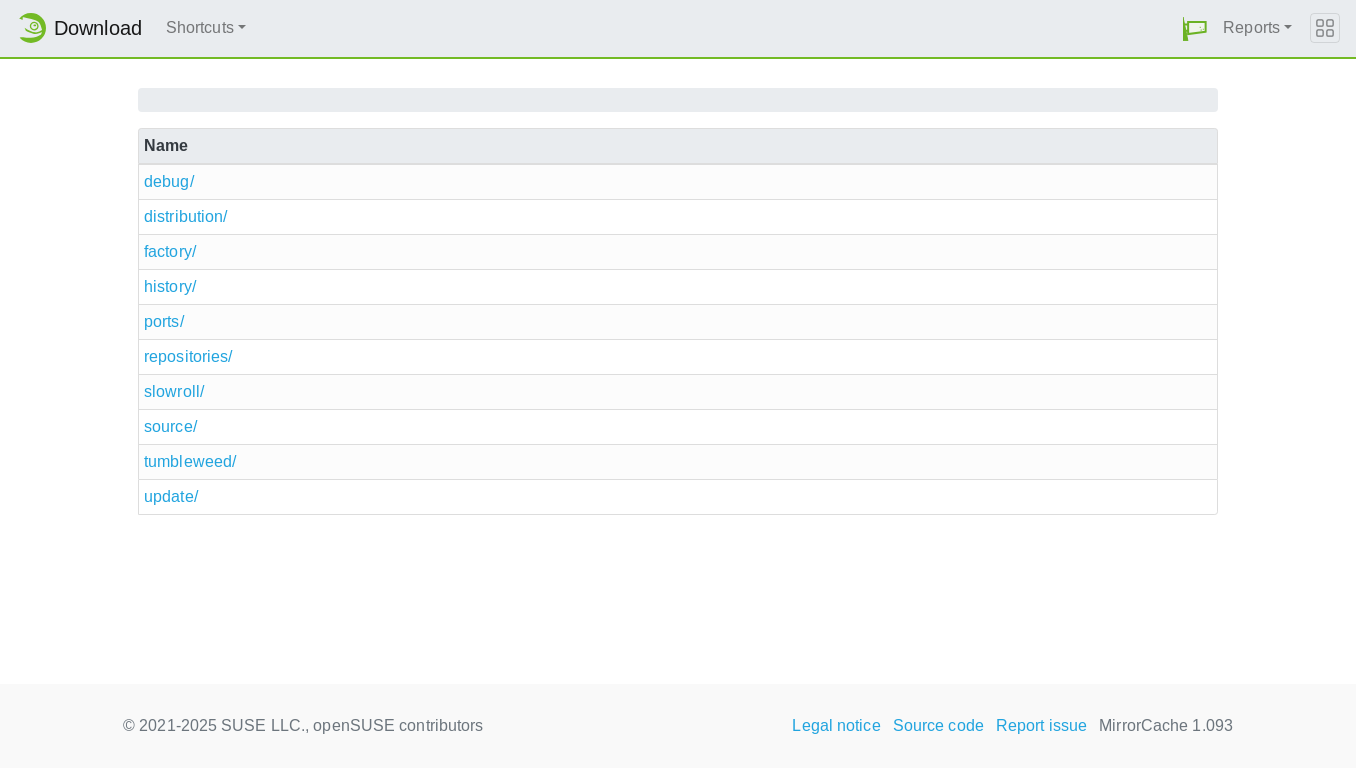 website screenshot of http://download.opensuse.org/