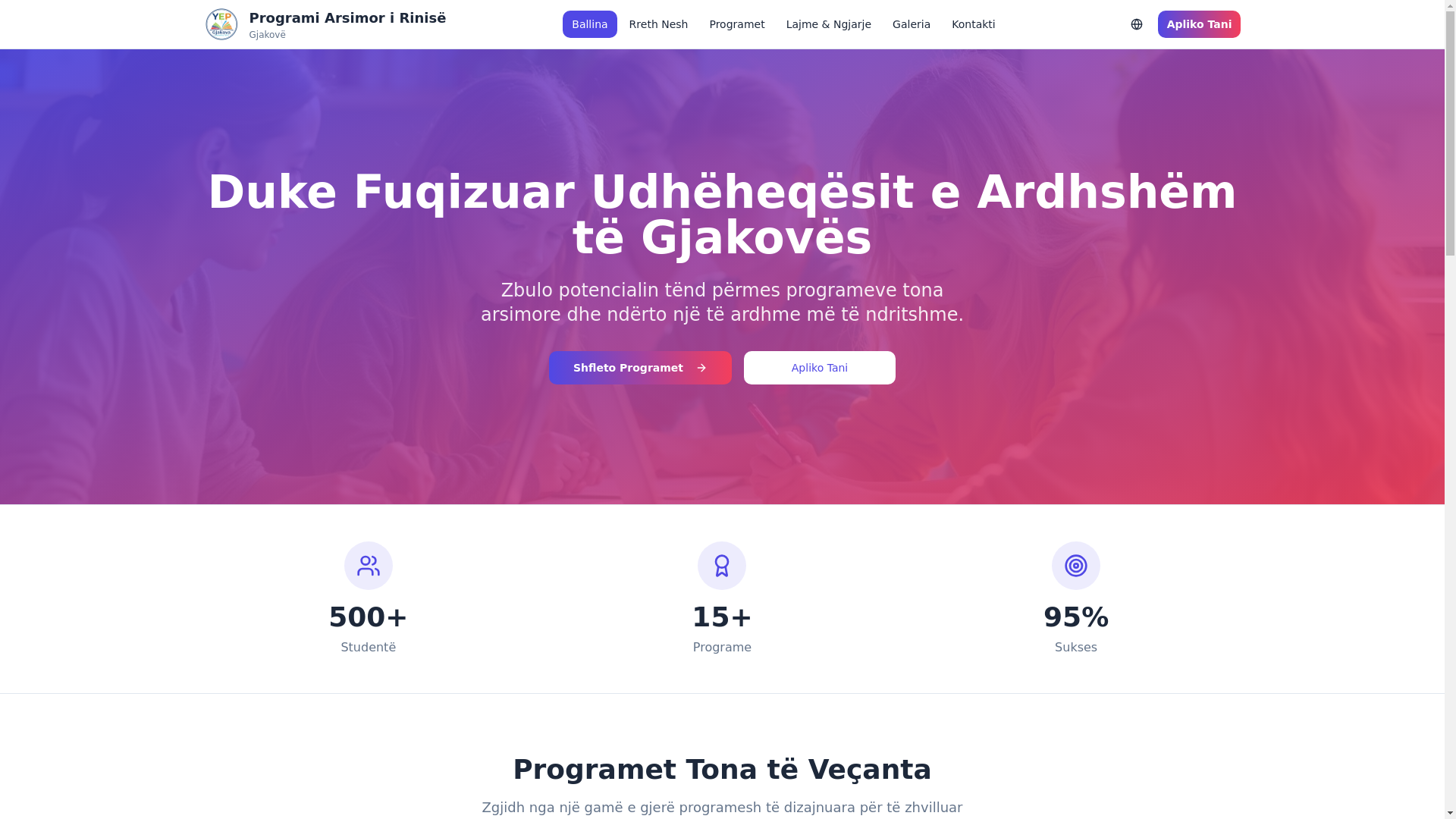 website screenshot of https://gjakova-youth-spark.pages.dev/