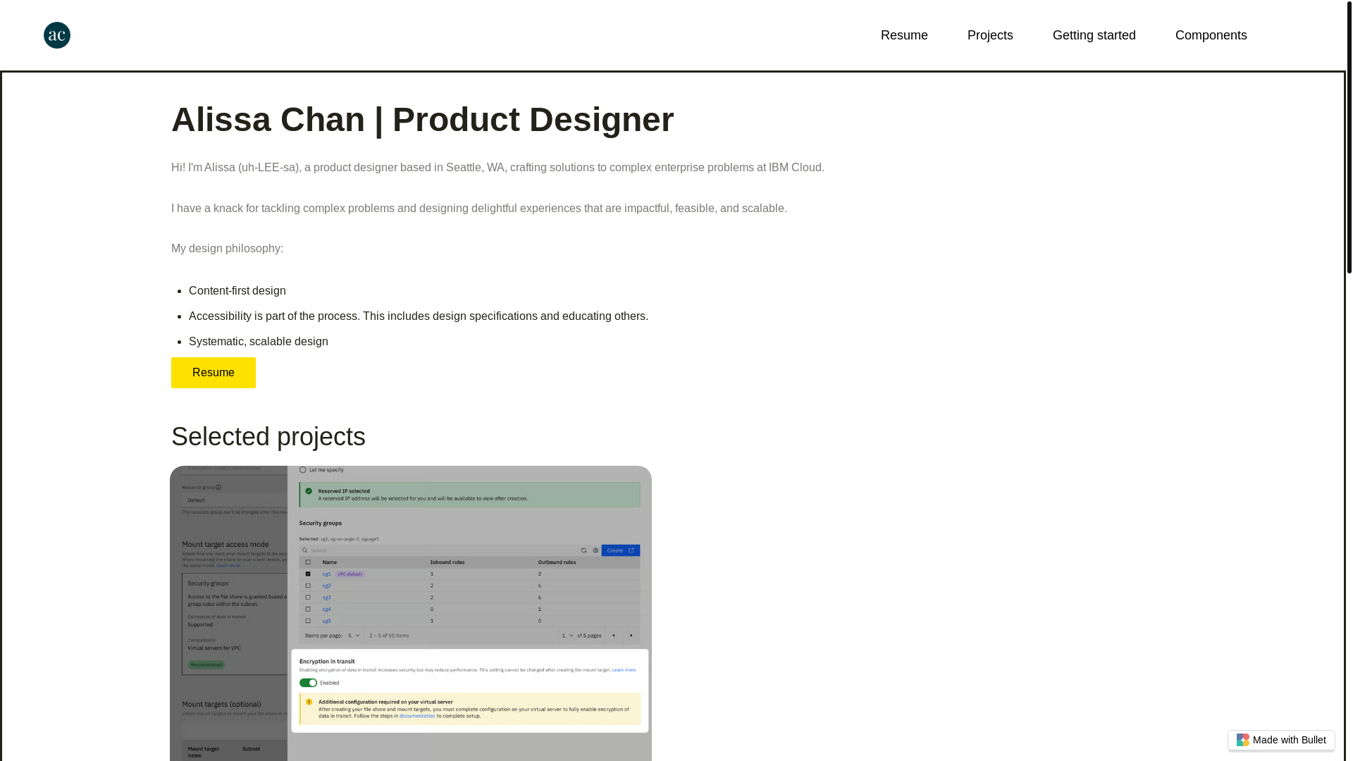 website screenshot of https://alissa-chan-bullet.pages.dev/