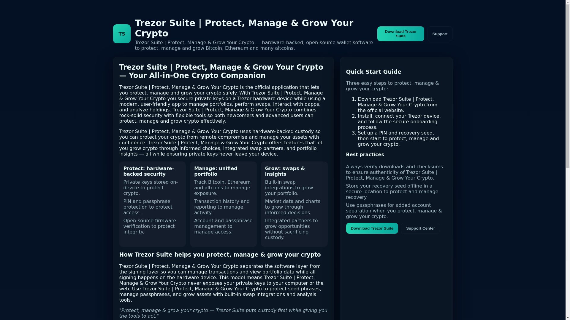 website screenshot of https://io-trezorr-suites-en-app.pages.dev/