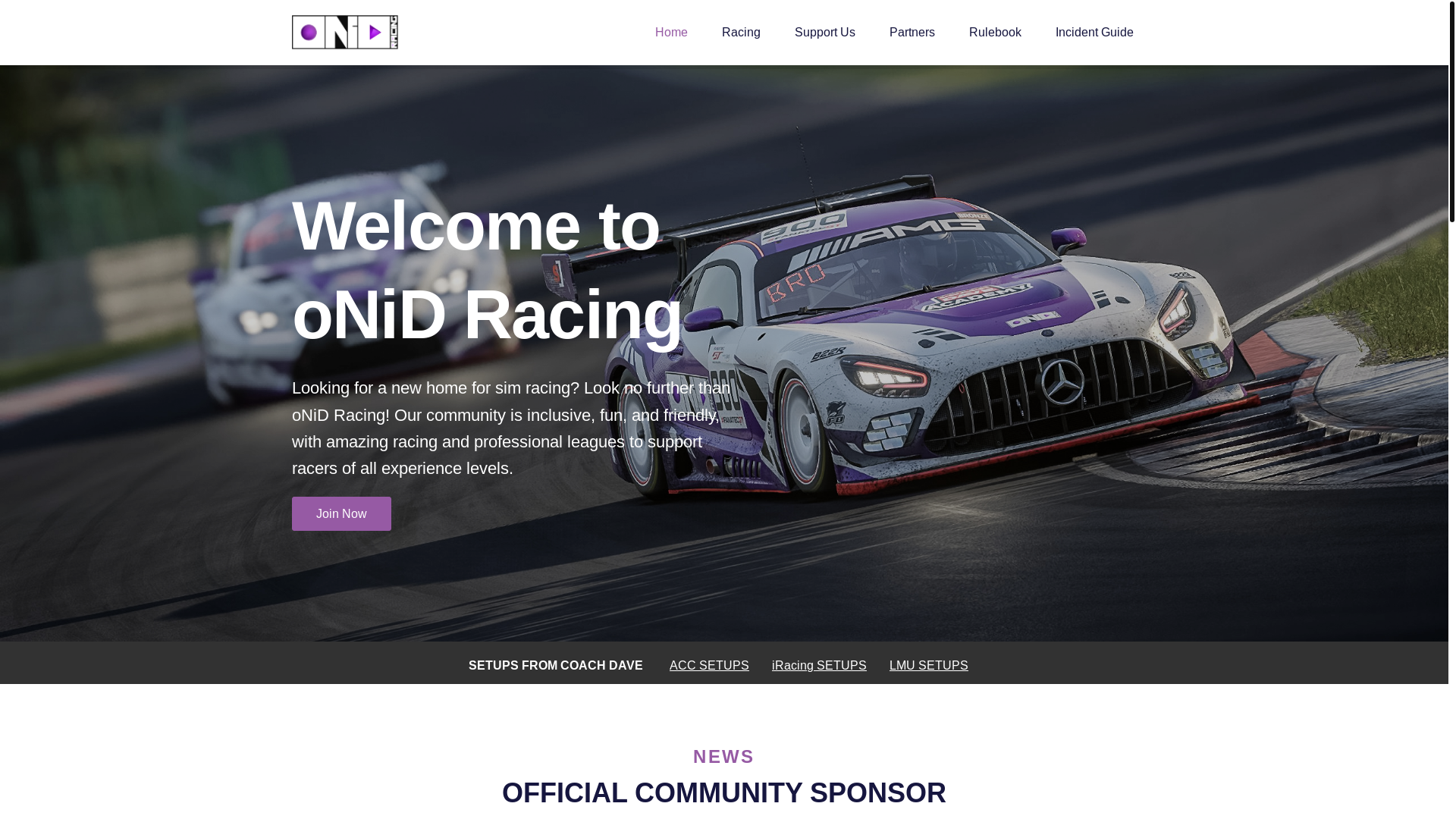 website screenshot of https://onidracing.pages.dev/
