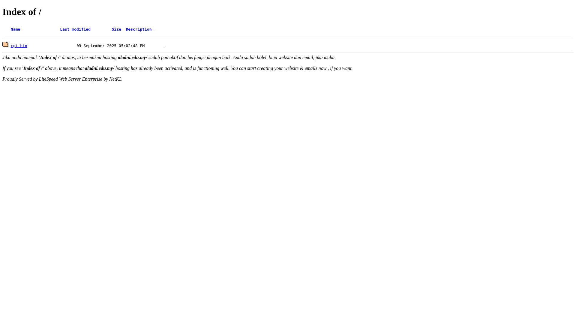 website screenshot of https://aladni.edu.my/
