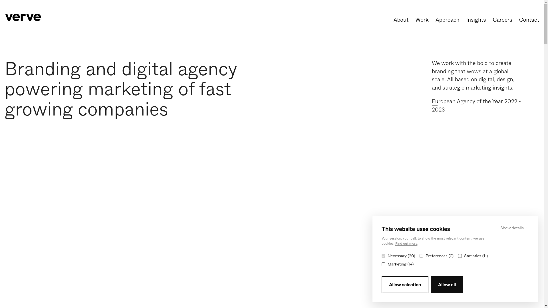 website screenshot of https://vervebrandedge.com/